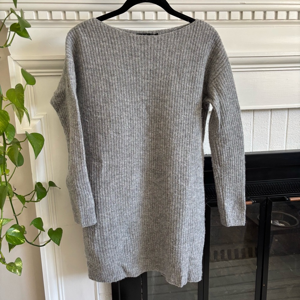 Theory Sweater Dress Boat Neck Sabine Light Gray Tunic P XS
